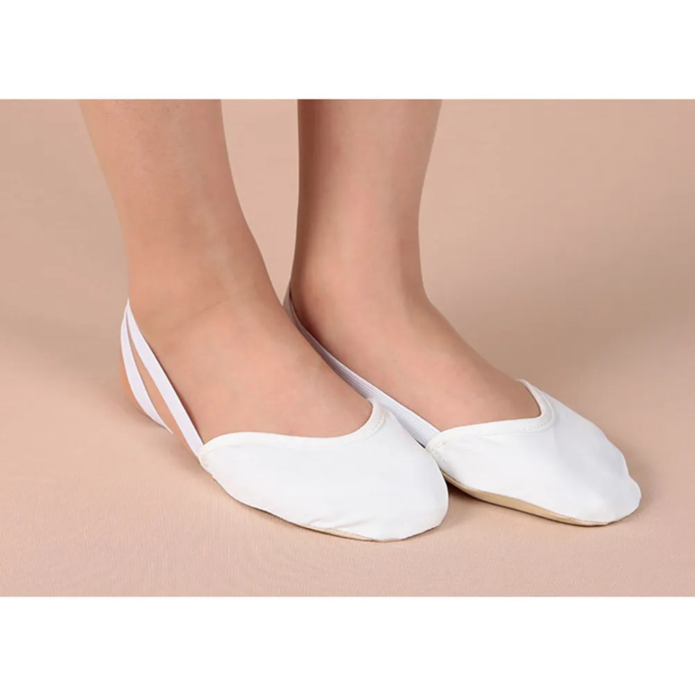 Zapatilla de ballet con suela parcial, blanca, antideslizante, para gimnasia rítmica, baile latino y moderno, con puntera parcial.