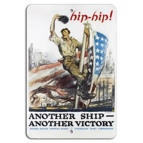 Victory at Sea: Celebrating Shipbuilding Triumphs!-Aluminum-tin sign