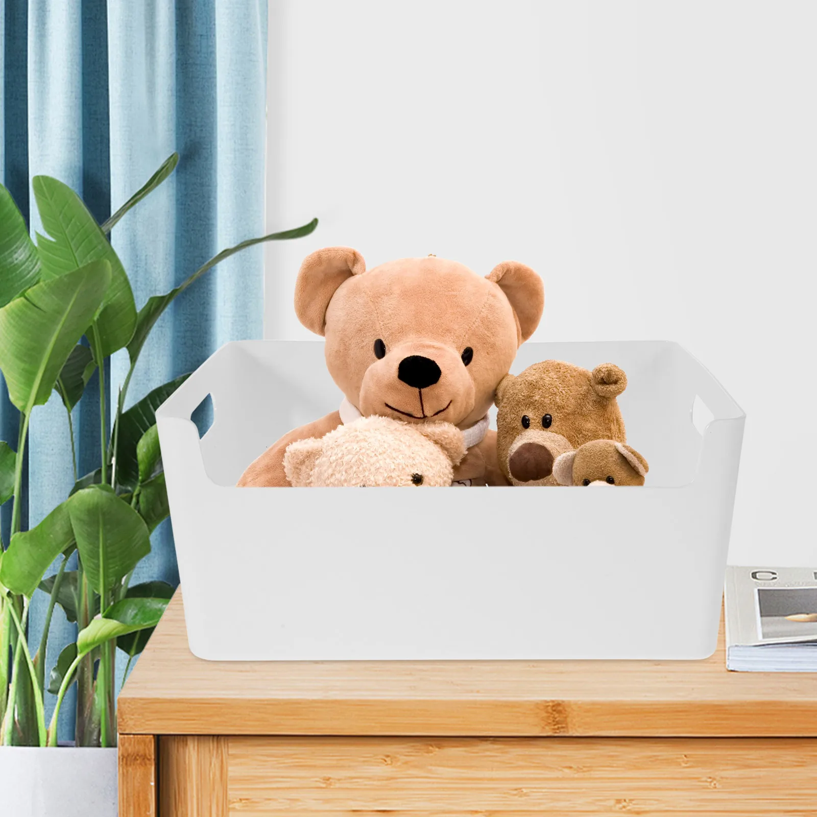 

2Pcs Desktop Storage Basket Handheld Design Portable Plastic Container for Home Office Bathroom College Dorm Sundries Storage