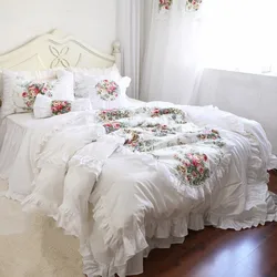 Bedding Set Luxury Large Lace Ruffle Duvet Cover Set Home Bed Set Bedding Garden Pastoral Bed Linen Julliette Dream Bed Set