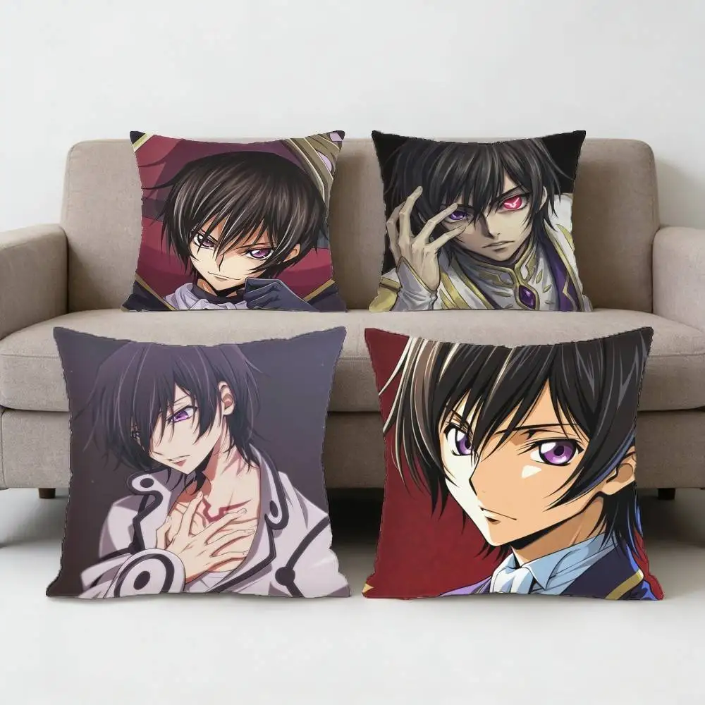 

Anime Code Geass Lelouch Lamperouge Pillow Case Anti-dustmite Pillowcase Invisible zipper silky short plush Sofa cushion cover