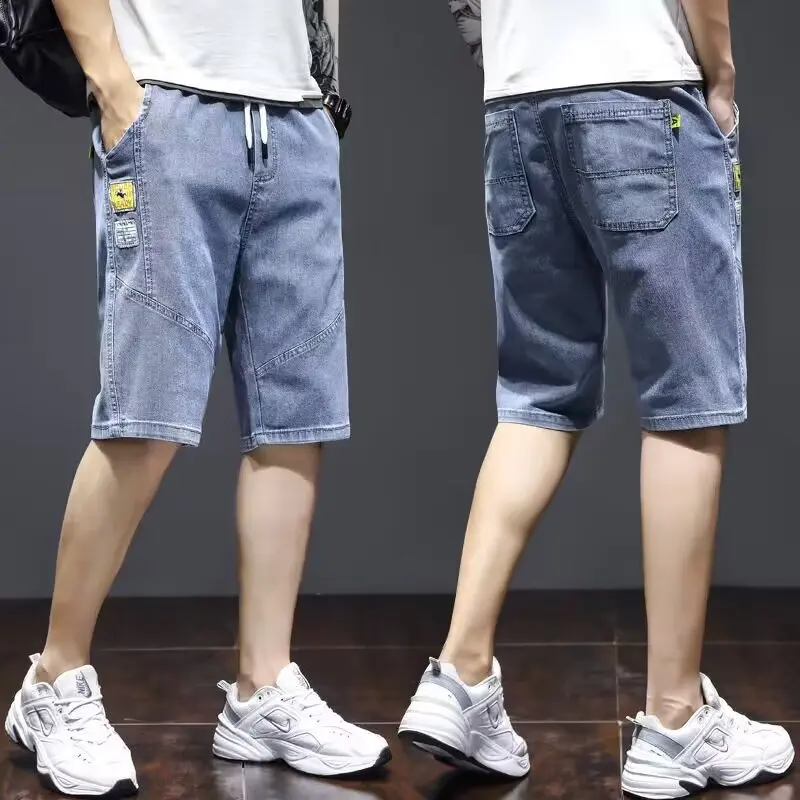 

Summer Thin Denim ort Pants Loose Casual Men's Jeans Five-Point Casual orts Trendy Loose Fit Student Leisure Straight Leg