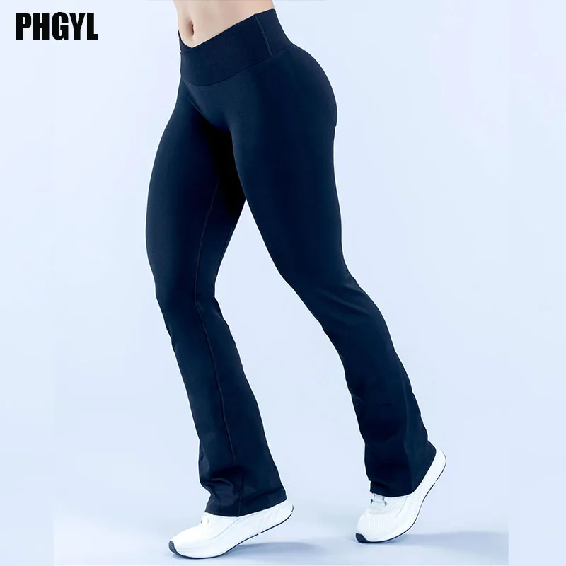 

Df LOGO Cross-Waist Tightening Hip-Boosting Seamless Yoga Pants High-Waisted Hip-Boosting Fitness Leisure Wide Leg Pants