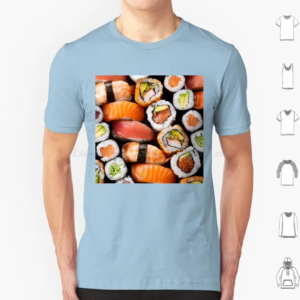 Sushi Close-Up T Shirt Cotton Men Women DIY Print Sushi Sushi Food Japanese Japanese Food Eat Sushi Food Foodie Food Lover