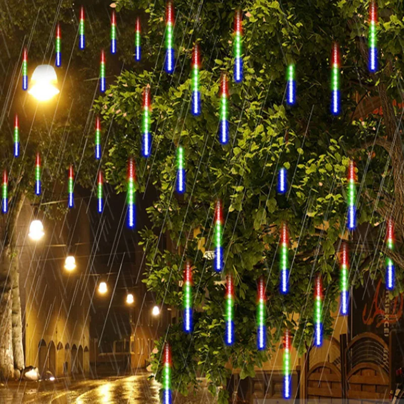 Fairy LED Meteor Shower String Lights, Holiday Lights, Decoração de casamento, Árvore de Natal, Decoração do jardim, 50 cm, 30cm