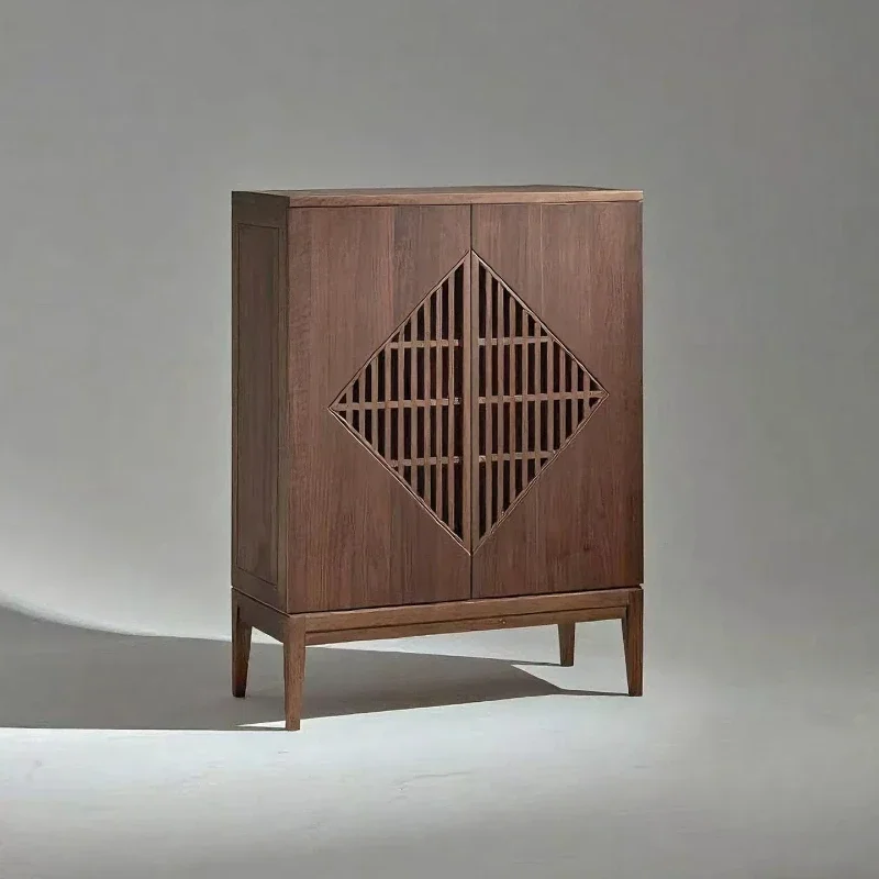 

New Chinese black walnut dining side cabinet, entrance cabinet, living room tea room solid wood cabinet