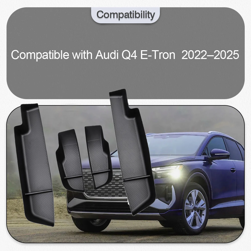 

4pcs Door Storage Box Holder Organizer For Audi Q4 E-Tron 2022 2023 2024 2025 Front and Rear Door Storage Organizer accessories