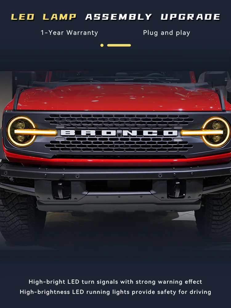 Car Lights For Ford Bronco 2020 2021 2022 Headlight LED Upgrade Highlight Projector Bifocal Lens Accessories Front Signal Lamp