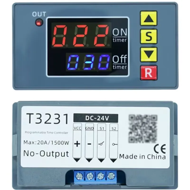 Digital Time Delay Relay Module Cycle Delay Timer Red Blue Dual LED Display Timing Relay Switch for Car