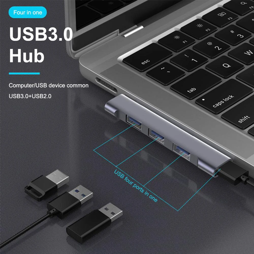 4 in 1 USBC Hub USB 3.0 Docking Station PD Charging High Speed Splitter OTG Adapter for PC Computer Laptop Accessories