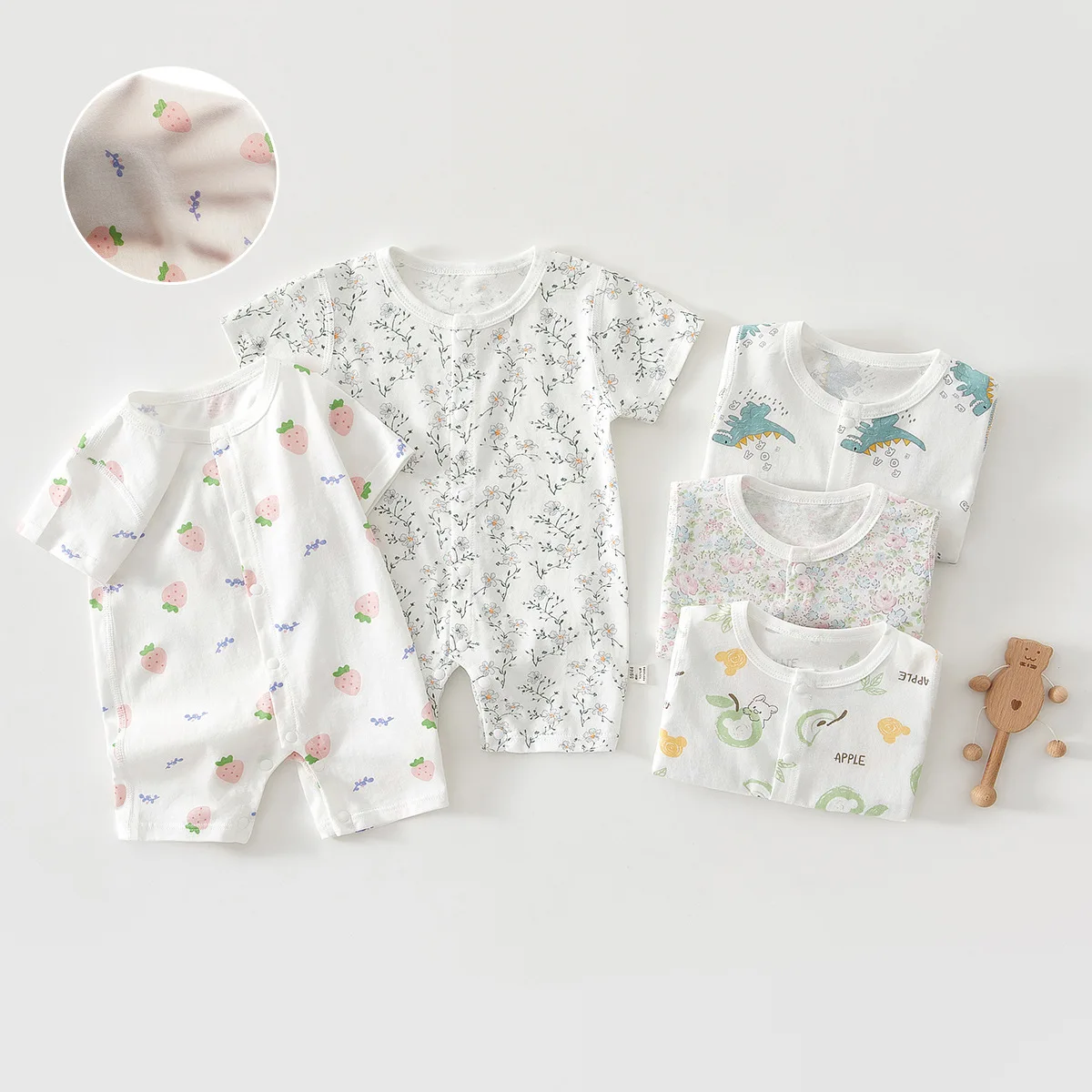 新作夏のベビー服-かわいい新生児用半袖三角ジャンプスーツ-100-コットン-0-12ヶ月-ベビージャンプスーツ