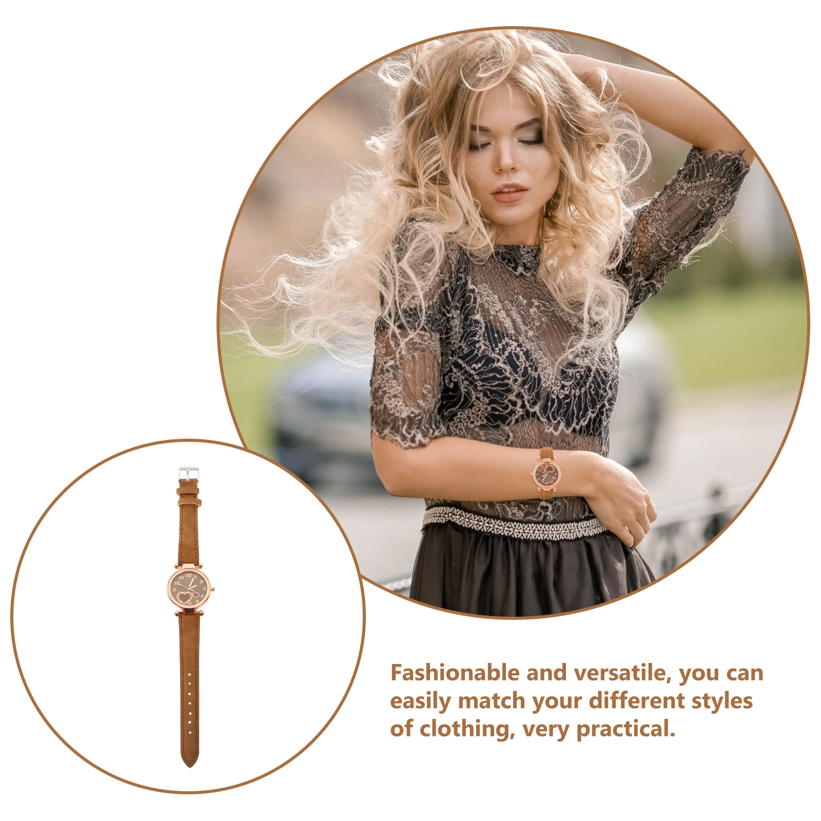 

Fashion Quartz Watch For Women Adjustable Rose Gold Ladies Wristwatch Imitation Daily Wear Gift Decorative Leisure Watch