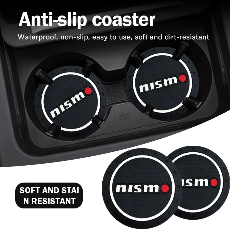 Car Logo Coaster Water Cup Seat Cushion Anti Slip Pad For Nismo Nissan Emblem R34 GTR Tiida Sylphy Teana Note X-trail 1 2 Qashqa