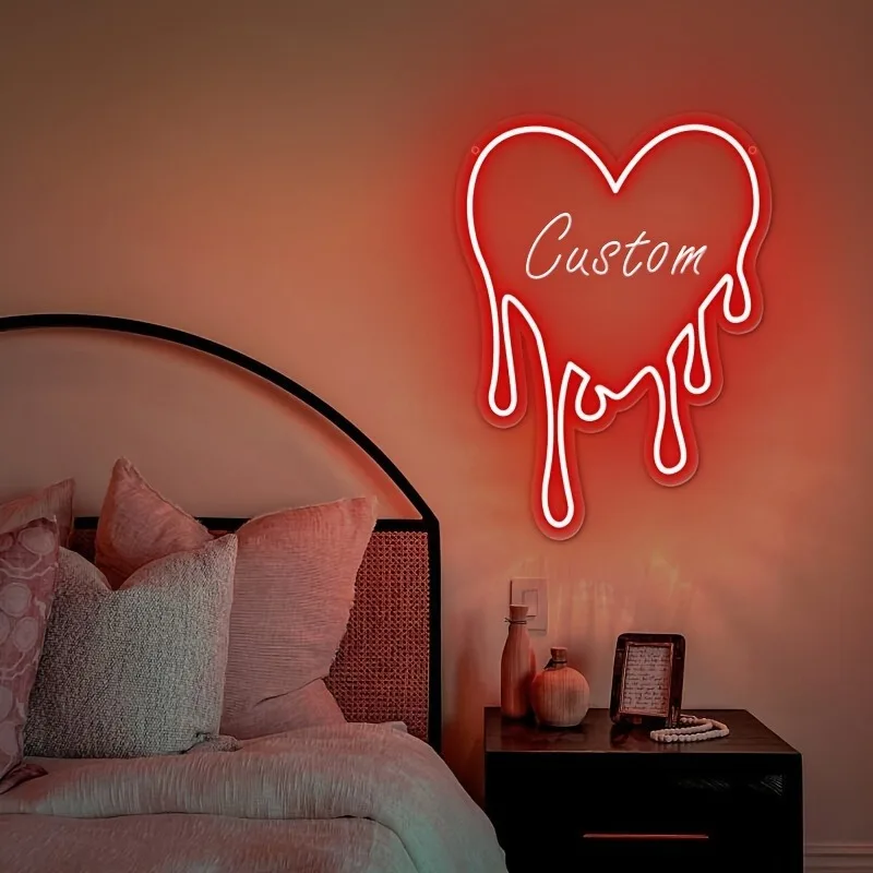 Customizable 'Leave a Message' Neon Sign LED Light Heart Wedding Coffee Bar Wall Decor Personalized Engraving Custom Tailor