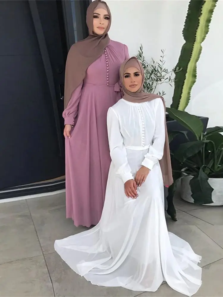 Ramadan Eid Chiffon Abaya Dubai Luxury 2024 Abaya musulmano per le donne abiti caftano abbigliamento islamico Robe caftano Marocain Femme