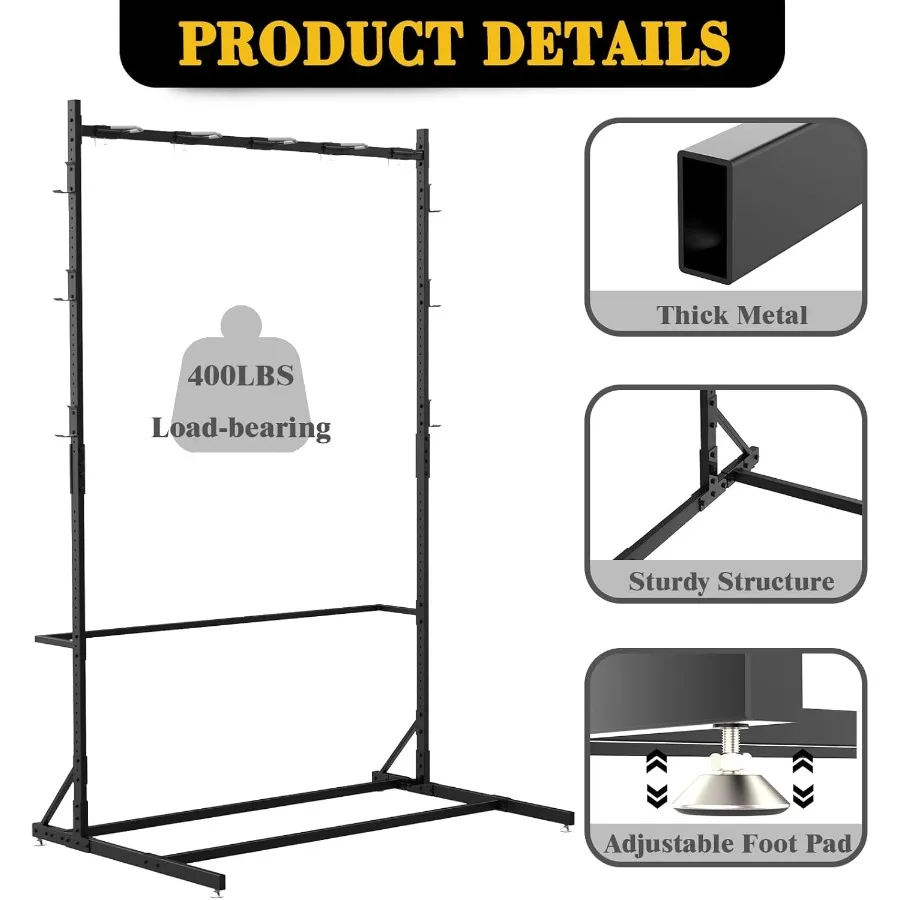 رف تخزين الدراجة قائم بذاته لـ 5 دراجات 52 رف دراجة عمودي فولاذي عريض مع 5 خطافات دراجة 6 خطاف لتخزين الخوذة الدراجة R