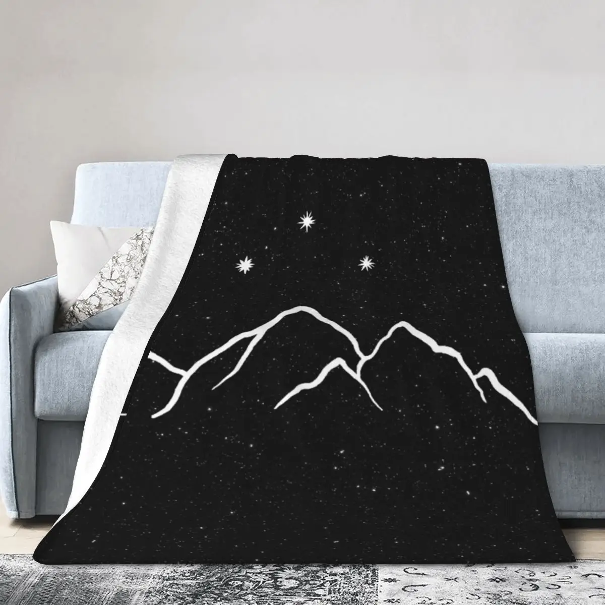 Flannel Throw Blanket Night Court Starry Blankets Soft Bedspread Warm Plush Blanket for Bed Living room Picnic Travel Home Sofa