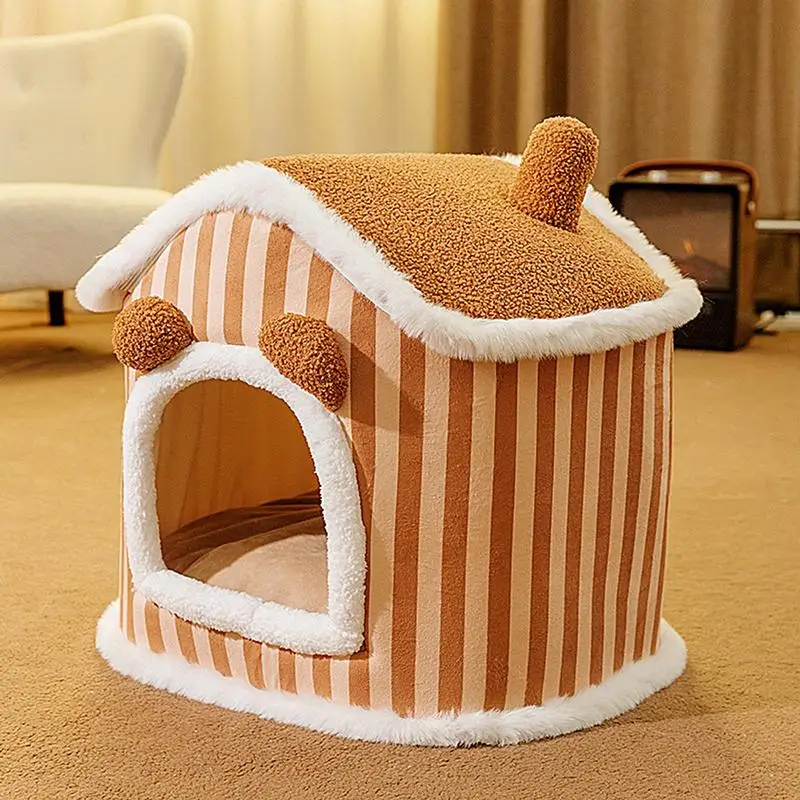 Warm Cat Cave House Shaped Pet Nest Cat Cave Dog Bed Dog Bed Cat Cave Soft Winter Puppy Cave Cute Cat Hideaway For Pets Cats