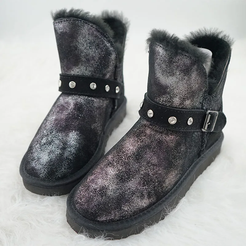 Fashion Boots 100% Genuine Cowhide Leather Snow Boots Classic Women Boots Thick Wool Lining Warm Winter Shoes for Women image 5