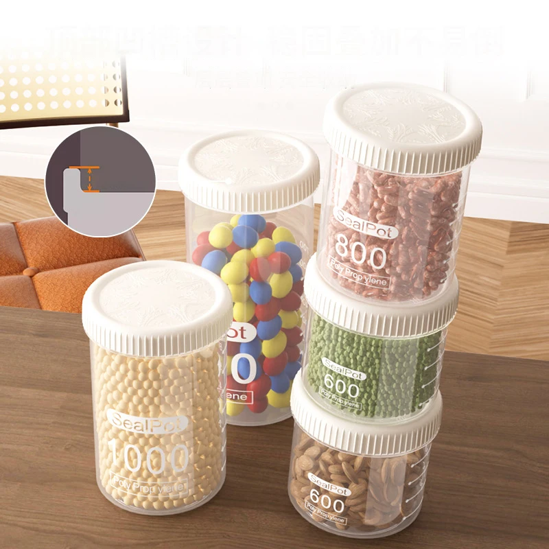 ~New 1PC Grain Sealed Can Swivel Cap Airtight Containers Transparent Kitchen Keep Fresh Storage Jar Beans Flour Pasta Storage