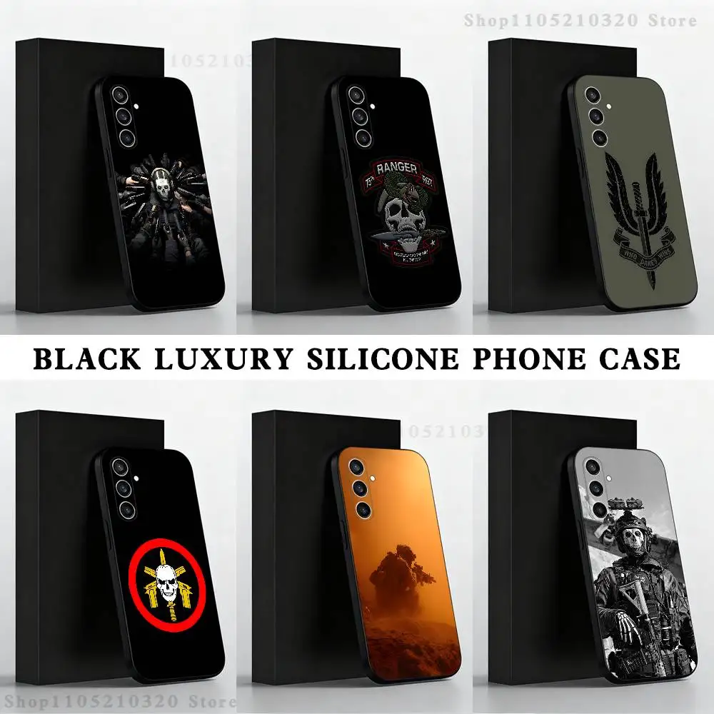 

Army Special Forces Ghost Phone Case For Samsung S 25,24,23,22,30,21,10,9,Ultra,Plus,Lite,FE,4,5 G Black Soft Case