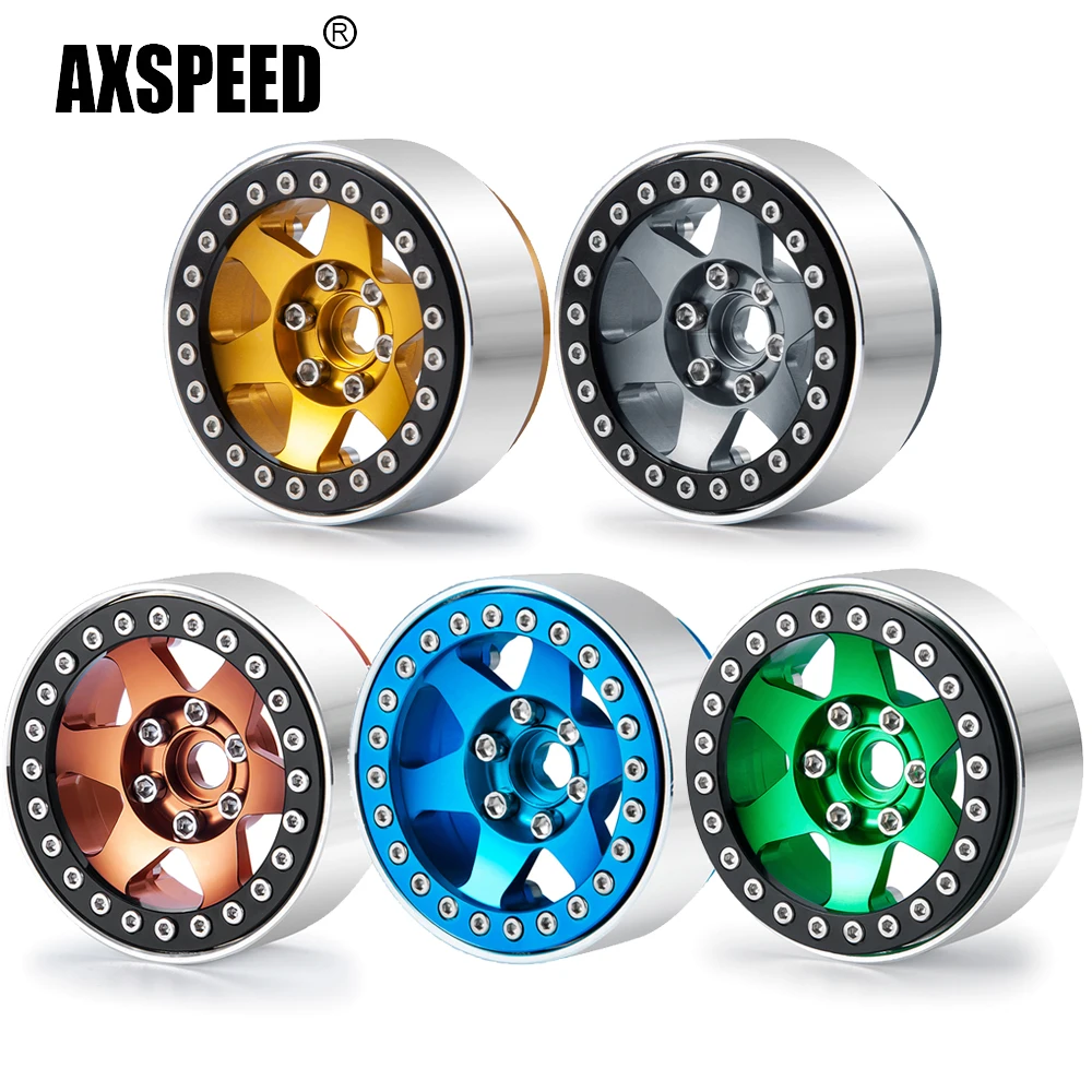 

AXSPEED 4Pcs Metal Alloy 1.9 Inch Beadlock Wheel Rims Hubs for Axial SCX10 CC01 D90 TRX-4 1/10 RC Crawler Car Truck Model Parts