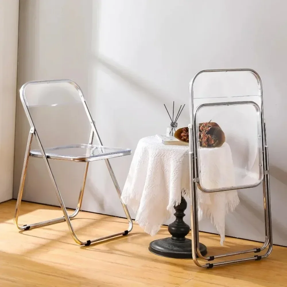 Acrylic Folding Chair Stackable Dining Chairs Office Designer Chair Household  Chairs Living Room Stool Save Space Folding Chair