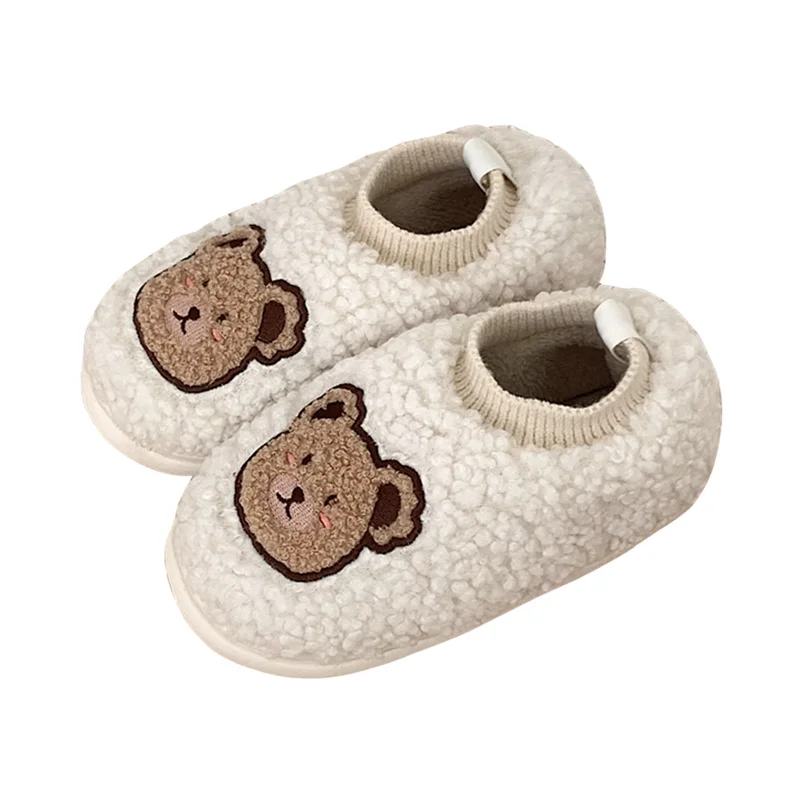 Lovely Women Slipper Warm Cotton Plush Slippers Female 2022 Winter Students Indoor Home Cute Bear Baby Cotton Shoes