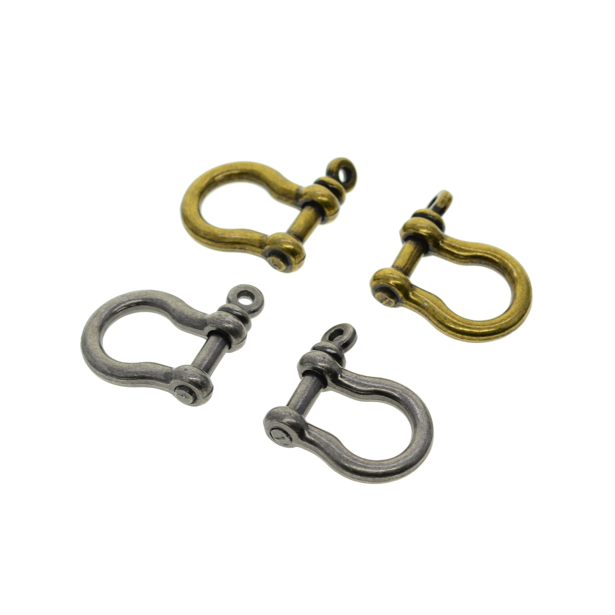 10PCS 10mm small retro silver bronze alloy screw pin lock U hook shackle bangle connector joint horse shoe keychain FOB EDC DIY