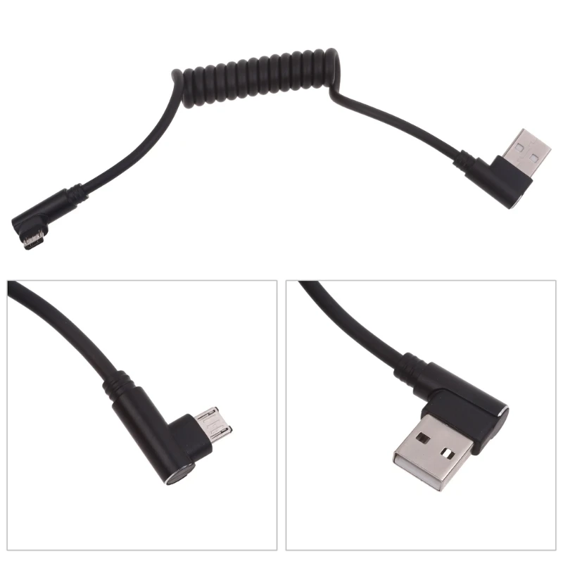 Spring Coiled Charging Cord USB Male to Micro USB Male Flexible 60W 480Mbps Data Sync Cord for Phone Speaker Dropship