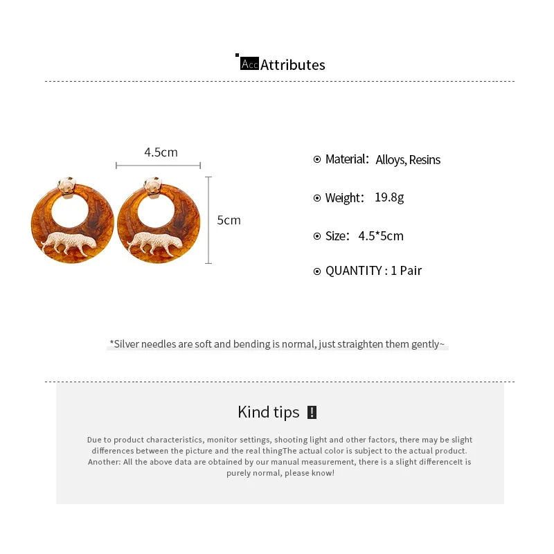 خمر زهرة بنية هندسية انخفاض الأقراط المستديرة للنساء الاكريليك الأقراط الخشبية استرخى مجوهرات الأذن العرقية Pendientes Mujer #6