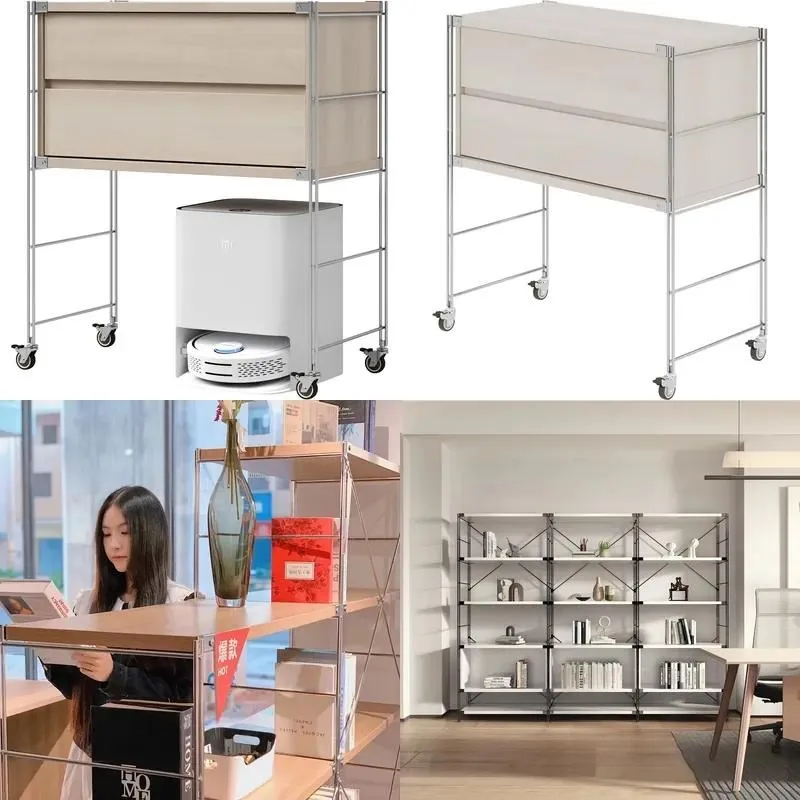 5-Tier Modern Metal and Wood Storage Rack Cube Shelf for Garage Living Room Hospital Home Organization
