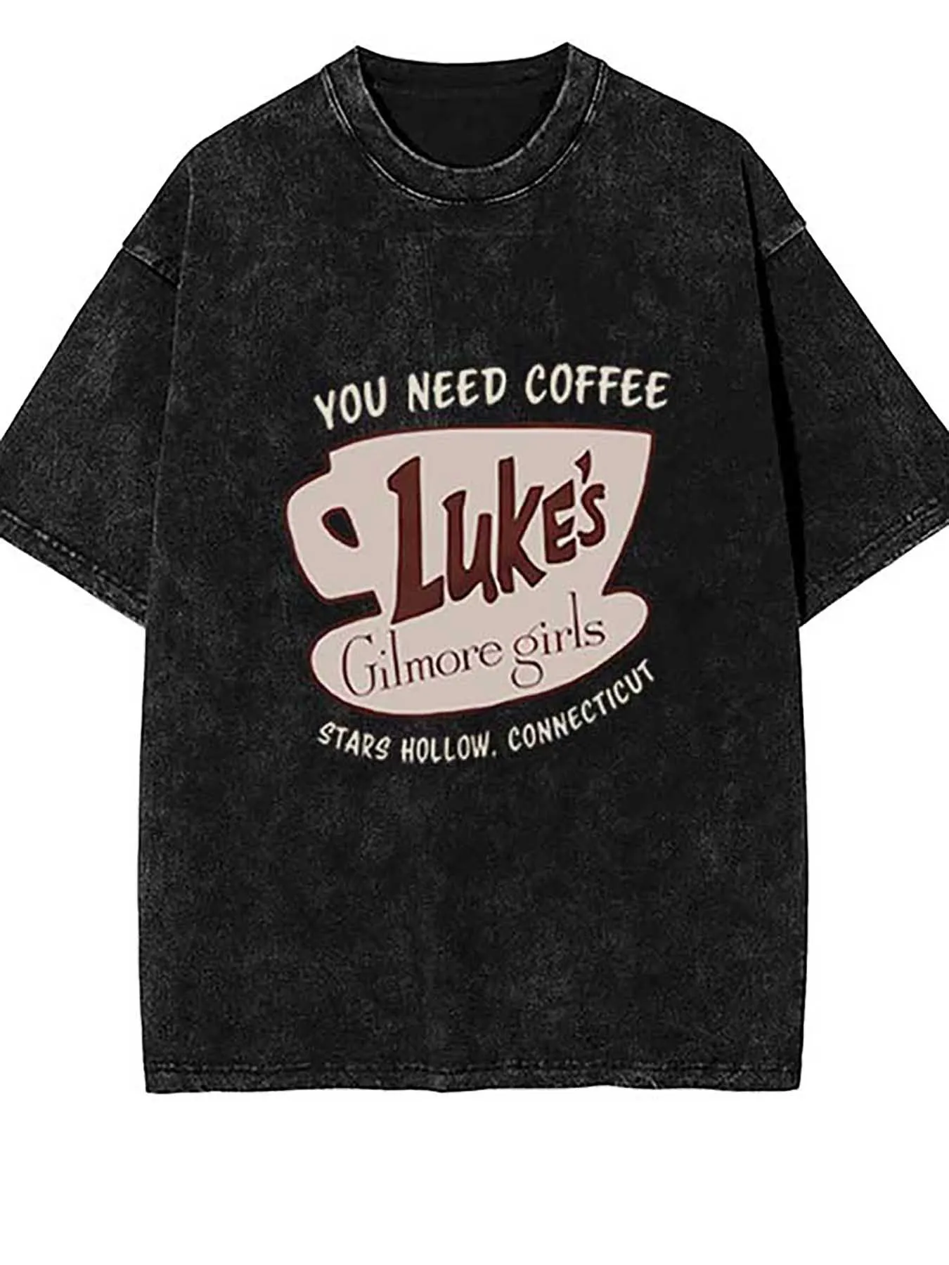 

Футболка с рисунком Gilmore Girls Luke's Coffee, футболка с круглым вырезом из 100% хлопка, повседневная винтажная потертая футболка