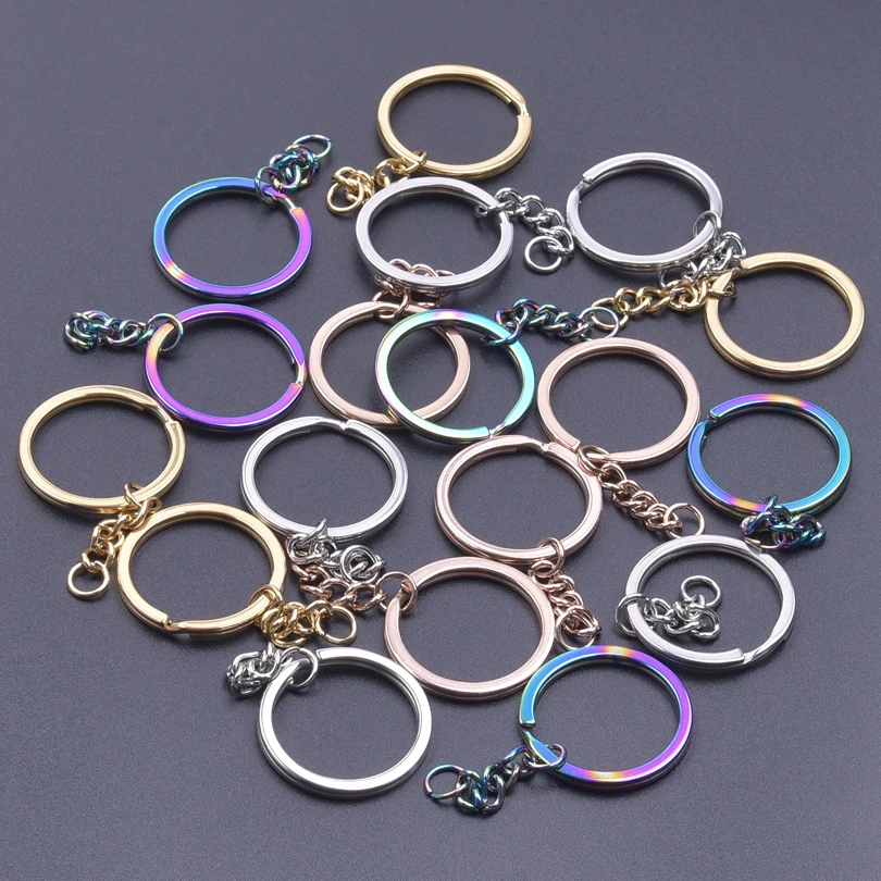 5pcs Stainless Steel Key Chain Accessories for DIY Projects