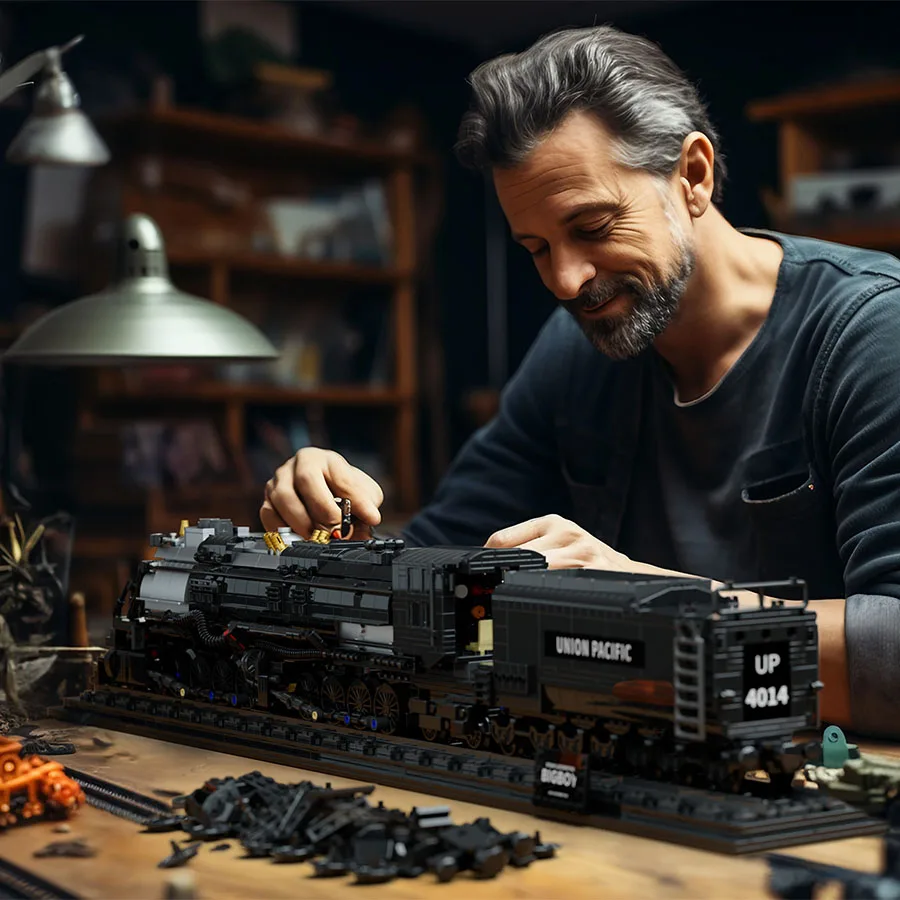 Nifeliz Big Boy Locomotive, Articulated Steam Locomotive Building Block Set, Legendary Steam Train Display Kit for Gift Giving