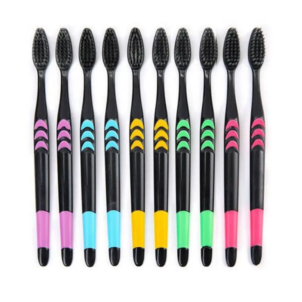 

10Pcs Soft Bristle Manual Toothbrush Set Colorful Deep Cleaning Cleaning Tooth Brush Durable Black Hair Travel Toothbrushes