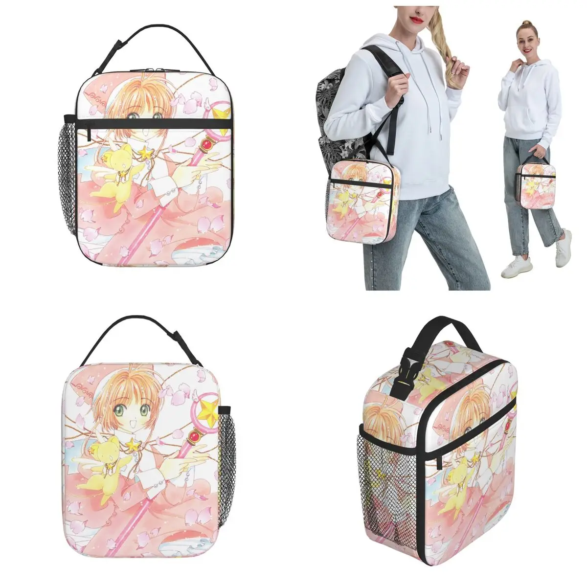 Insulated Lunch Bag Anime Cardcaptor Sakura Product Food Box Y2K Thermal Cooler Lunch Box For School