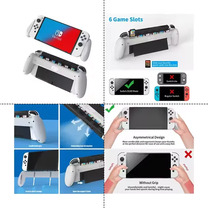 JYS-NS228 10 In 1 Accessories Set For Switch OLED Storage Bag Handle Grip Holder Protective Film Case For NS Card Box Cable