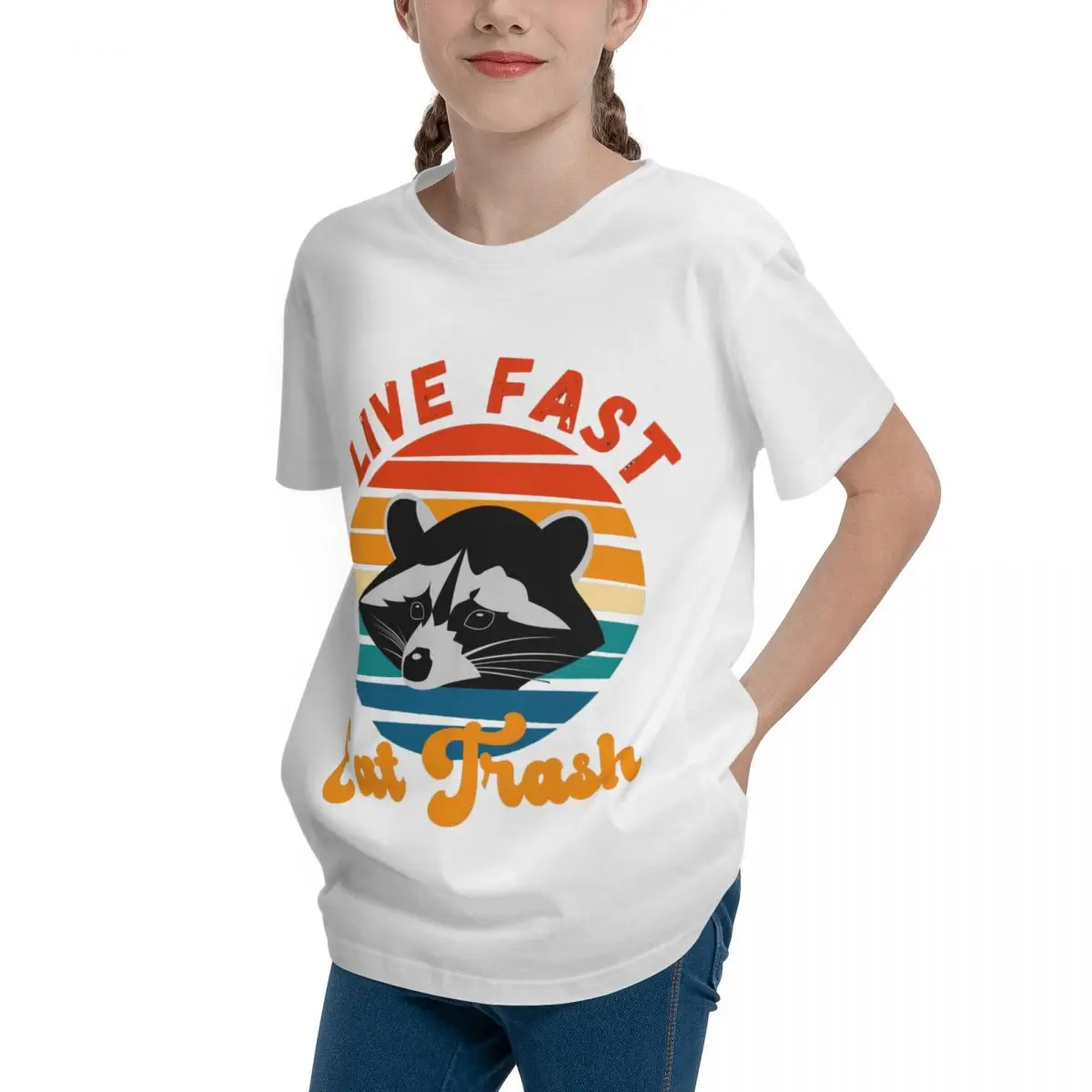 Live Fast Eat Trash For Sale (6) High grade Home Teenagers Basic Short Sleeve T-Shirt Fresh Top tee Funny Novelty