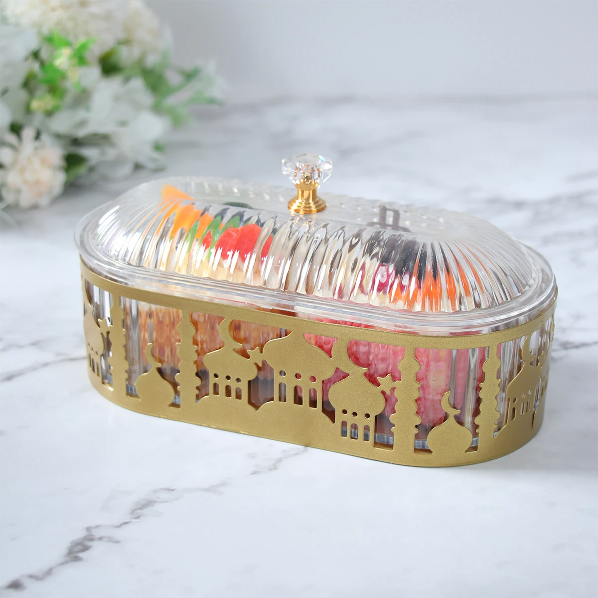 Eid Mubarak Candy Snack Jar Ramadan Kareem Decorations For Home 2025 Islamic Muslim Eid Al-Fitr Party Supplies Star Moon Tray