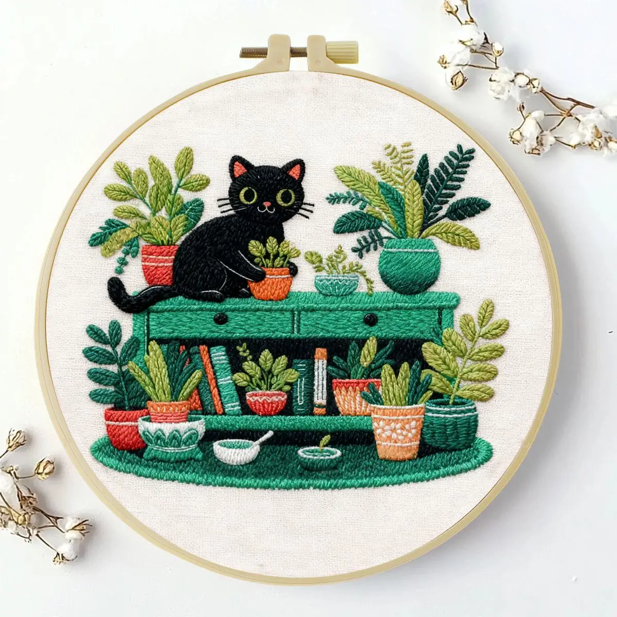 1 Stück 20X20CM/15X15CM 7,87/6,3 Zoll Tier - Katze Stickerei Starter-Kit DIY-Kit DIY-Stickerei-Set Handarbeiten Malerei – Detail 1