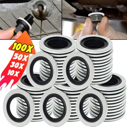 For Renault Bonded Seal Washer Car Oil Pan Drain Plug Aluminum Alloy Fluororubber Sealing Ring Gasket Car Accessories 110265505R