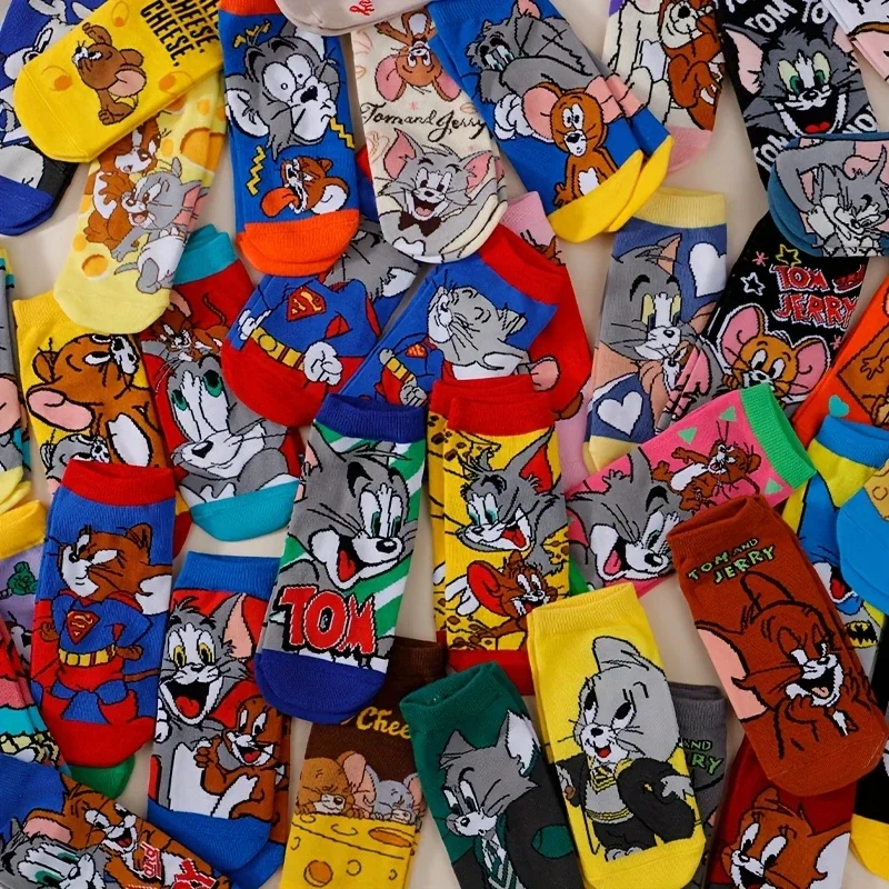 

5/10/15/20 Dual Four Seasons Unisex Fashion Warner "Tom And Jerry" Cute Cartoon Versatile Comfortable Straight Tube Socks