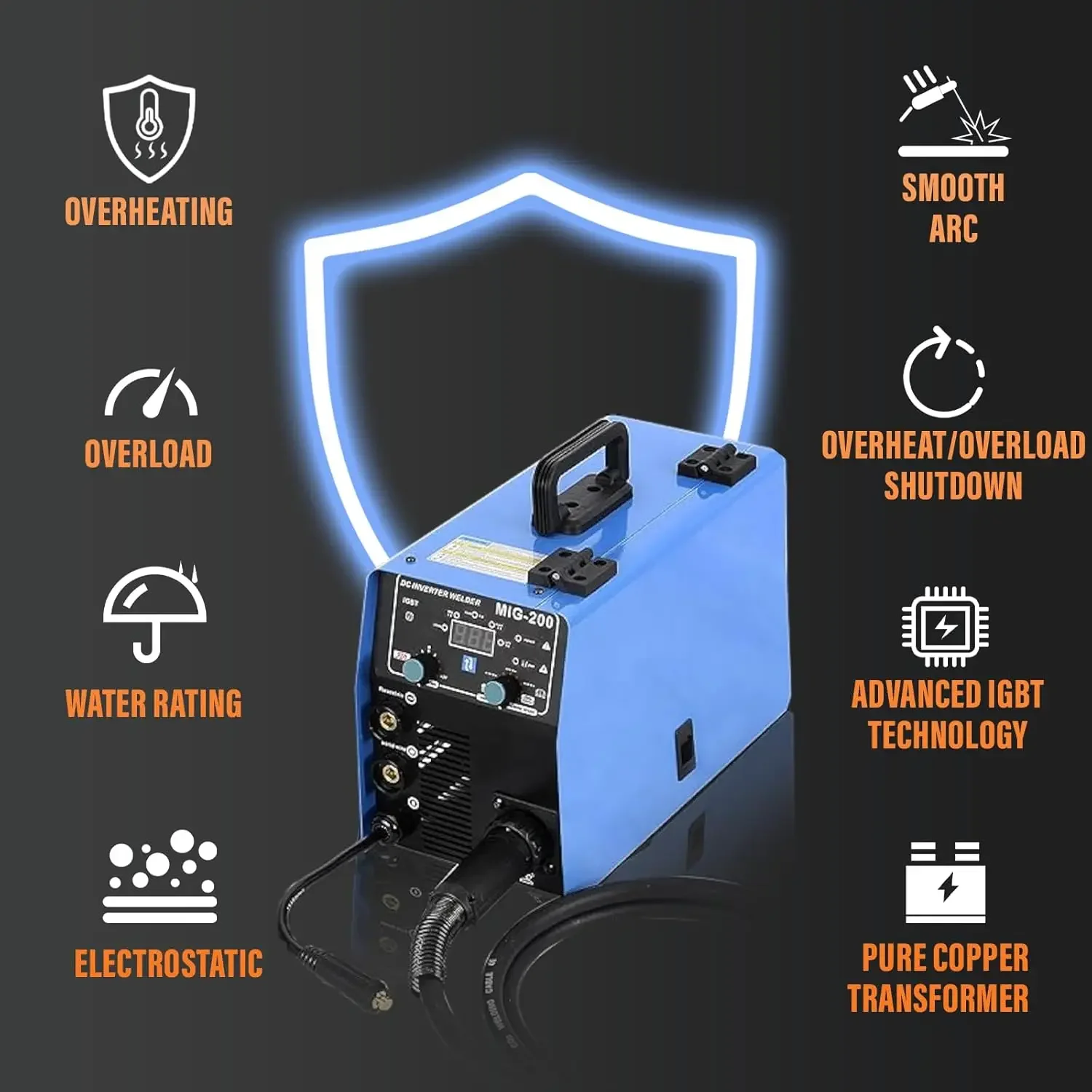 Imagem -04 - Máquina de Solda Multiprocesso Soldagem a Gás e Gasless Levante Tig Soldagem Arc Stick Dupla Voltagem 110v 220v em 200amp