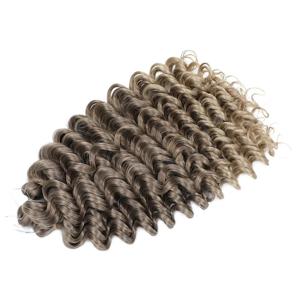 

Глубокие волнистые синтетические вязанные крючком волосы, афро вьющиеся волосы, вязанные крючком косы, омбре, светлые, коричневые, плетение волос, 24 дюйма, наращивание для женщин