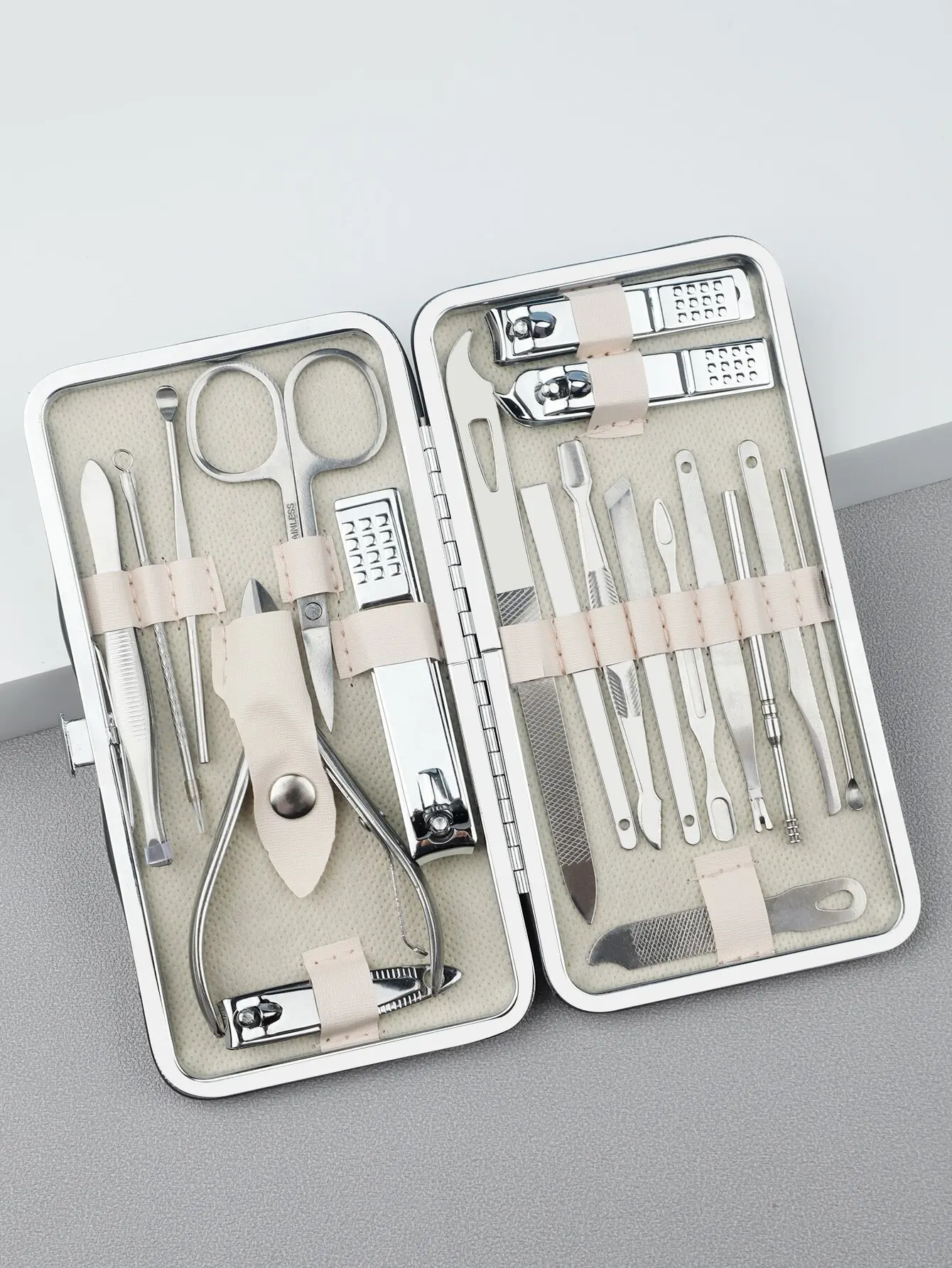 

19pcs Stainless Steel Nail Clipper Set With Storage Box, Includes Nail Trimmer And Manicure Tools, A Complete Nail Clipper And Nail Care Kit