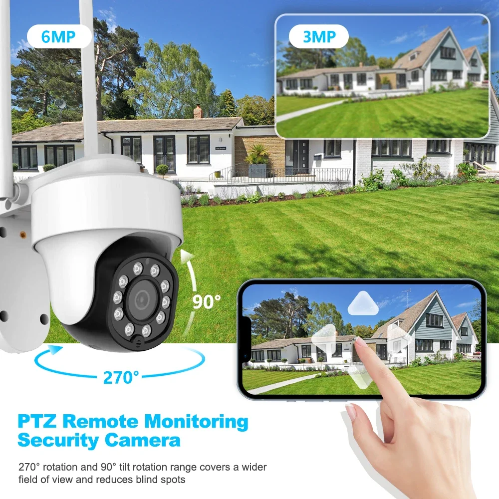 Tuya Smart Outdoor WiFi Camera ONVIF 6MP Waterproof Security Wireless Surveillance Camera Color Night Vision Alexa IP Camera