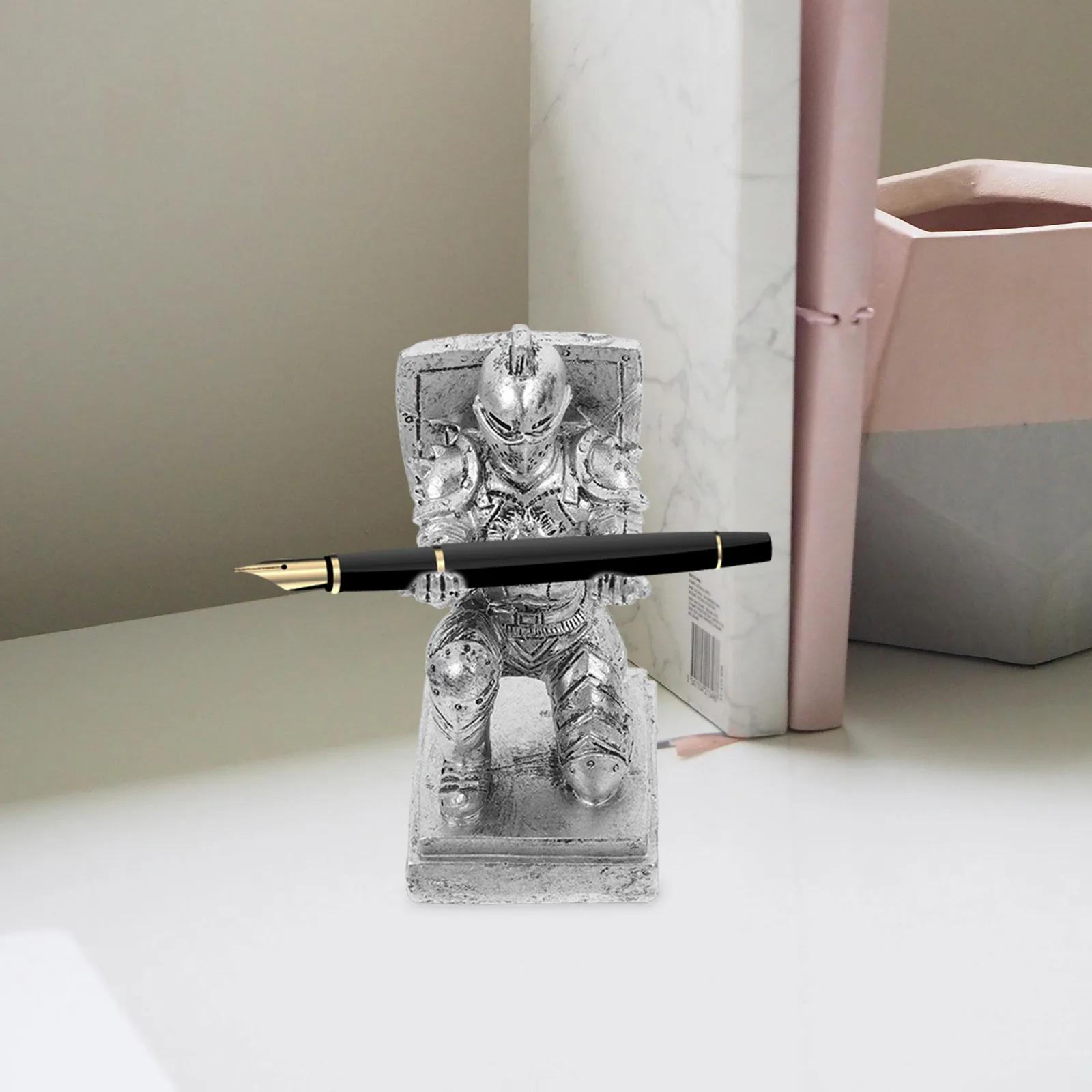 

Display Stand Knight Pen Holder Dad Pretty Holds Resin Cool Office Gadgets for Desk Men