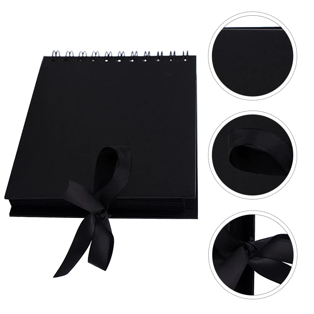 Diy Scrapbook Black Bow Ribbon Photo Album Handmade Album Vintage Paper Family Gift Photograph Album Page Turning Album Home