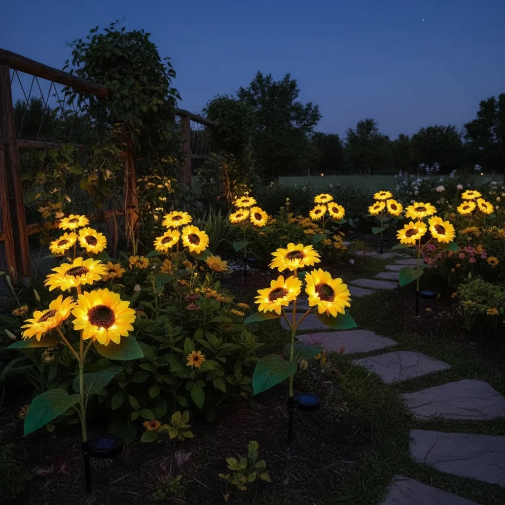 

Искусственный подсолнух на солнечной энергии для украшения сада на открытом воздухе, водонепроницаемая светодиодная лампа